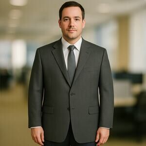 Jack Victor Montreal Men's SZ 44 L 100% Wool Blazer Suit Jacket-Gray